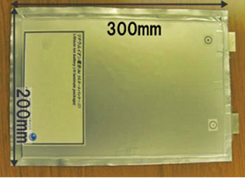 Example of laminate battery (maximum electrode size: A4)